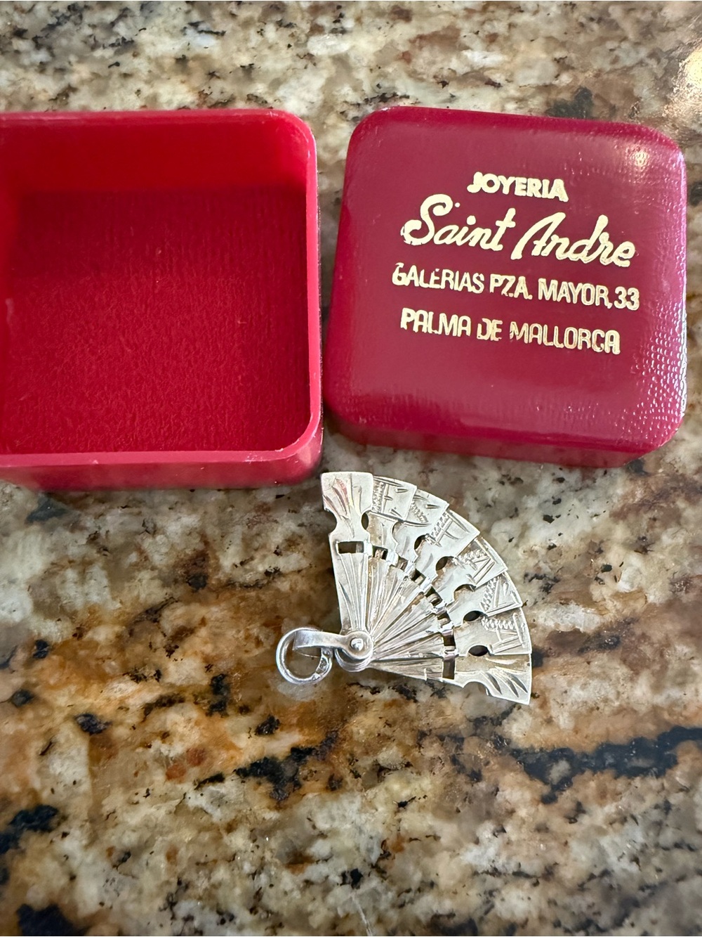Vintage Spanish Mechanical Fan Sterling Silver Charm